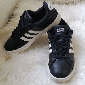 Adidas Cloudfoam Black White Stripe Sneakers 8